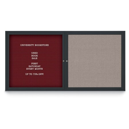 United Visual Products Corkboard, 72"x36", Medium Grey/Bronze UV406PLUS-BRONZE-MEDGRY